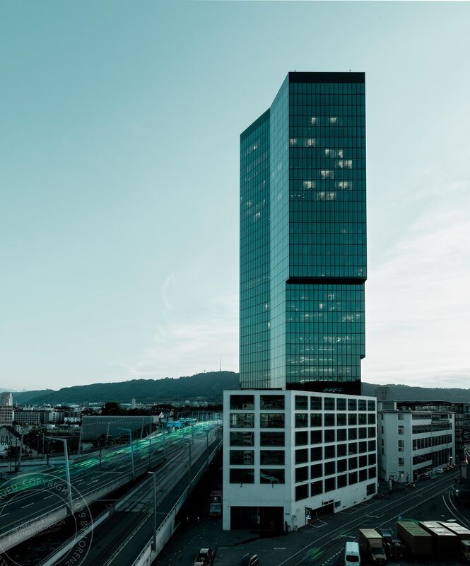 Morgenstimmung, Sicht auf Primetower Zürich, Kunst am Bau für Homburger AG